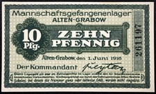 ALTEN-GRABOW 1916 10 Pfennig Lagergeld WWI POW Camp Money Germany