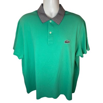 Lacoste Green Gray Men's Contrast Neck Cotton Polo 4XL 28x30