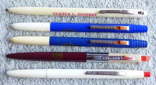 5 Vintage Scripto Advertising Ball Point Pens 1 Sample "US Rubber"