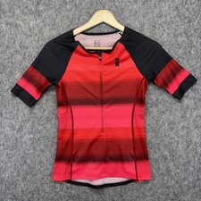 COEUR Triathlon Short Sleeve Top Women's Small Red Run Cycle Swim Pockets Zip