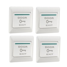 4pcs Push to Exit Button Release NO/NC/COM Door Switch 36V 1A White 86mmx86mm
