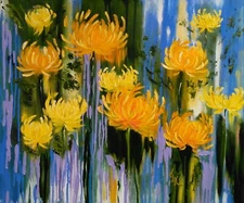 Chrysanthemum Painting Daisy Original Art Floral Oil Artwork Flowers Canvas Art