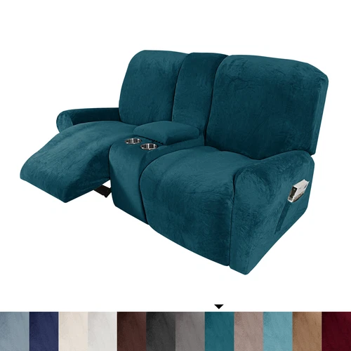2-Sitzer Stretch Liegesofa Bezug Samt Schonbezug mit Getränkehalter Mittelkonsole - Bild 100 von 104