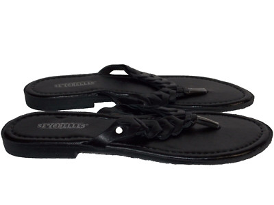 Seychelles Black BRAIDED Leather Thong Flip Flop Sandals 37/6 For Women Used