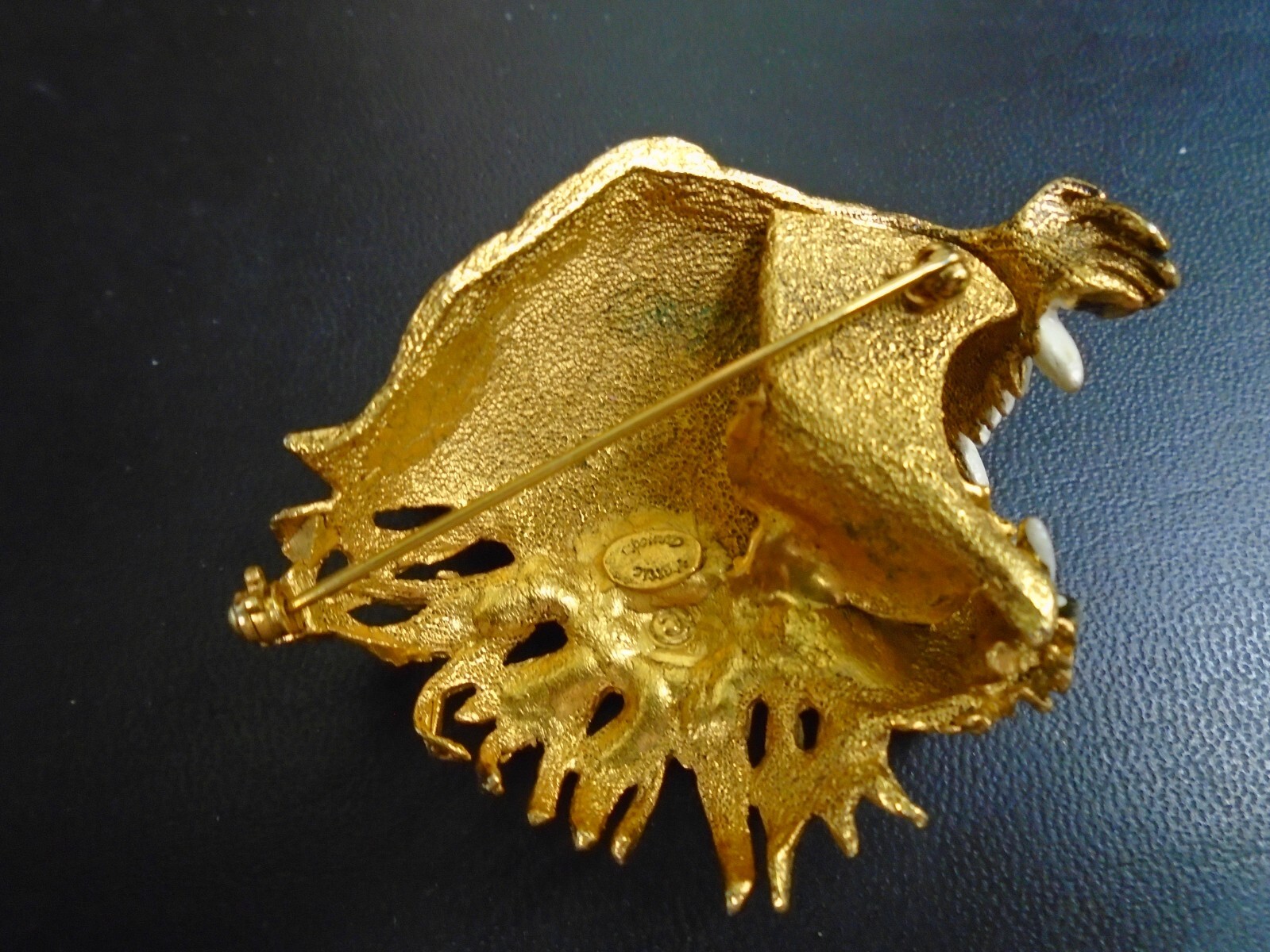 HATTIE CARNEGIE SIGNED Tiger Head Brooch Laced In Enamel, Crystals ...