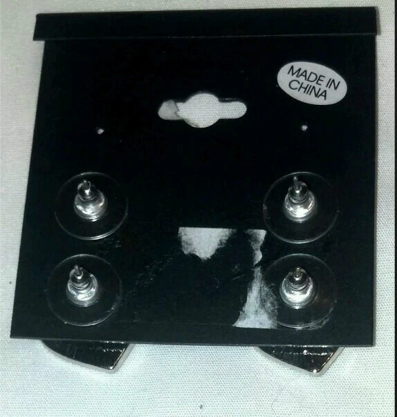 NEW GUESS RHINESTONE Heart 2 piece Zebra Black Designer Earrings Orig $30 - Image 2 of 3