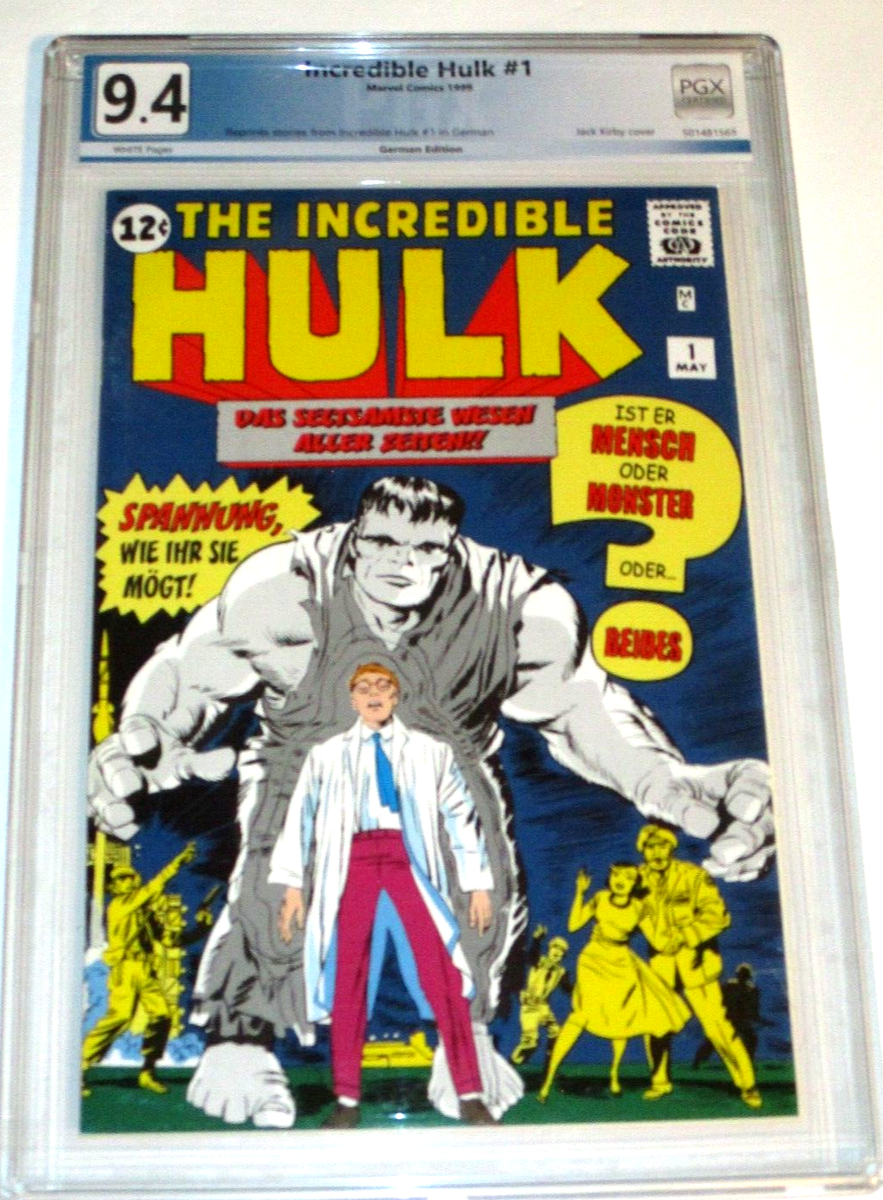 INCREDIBLE HULK #1 JACK KIRBY COVER PGX GRADED NM 9.4 GERMAN