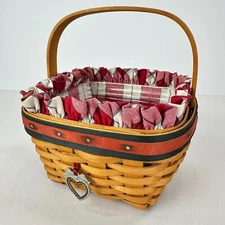 Longaberger 2001 STRAWBERRY All American Basket w/Liner, Protector & Tie-On