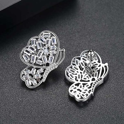 Big Butterfly Cubic Zirconia Studs, Party Earrings
