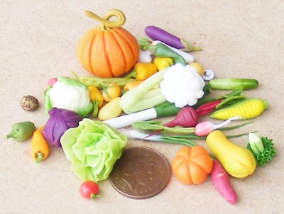 Dolls House Vegetables Mixed Selection Of 25 Loose Kitchen 1:12 Scale tumdee
