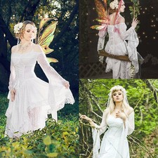 Vintage Beach Wedding Dress Bell Sleeve Lace Fairy Bridal Gown Custom 2 4 6 8 