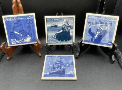 Holland America Line ROYAL GOEDEWAAGEN Coasters/Tiles Rotterdam to New York VTG