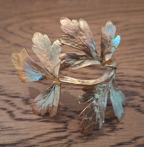 Table Art by Michael Michaud Herb Napkin Rings Boxes Set Of 4 Gold - Picture 3 of 20