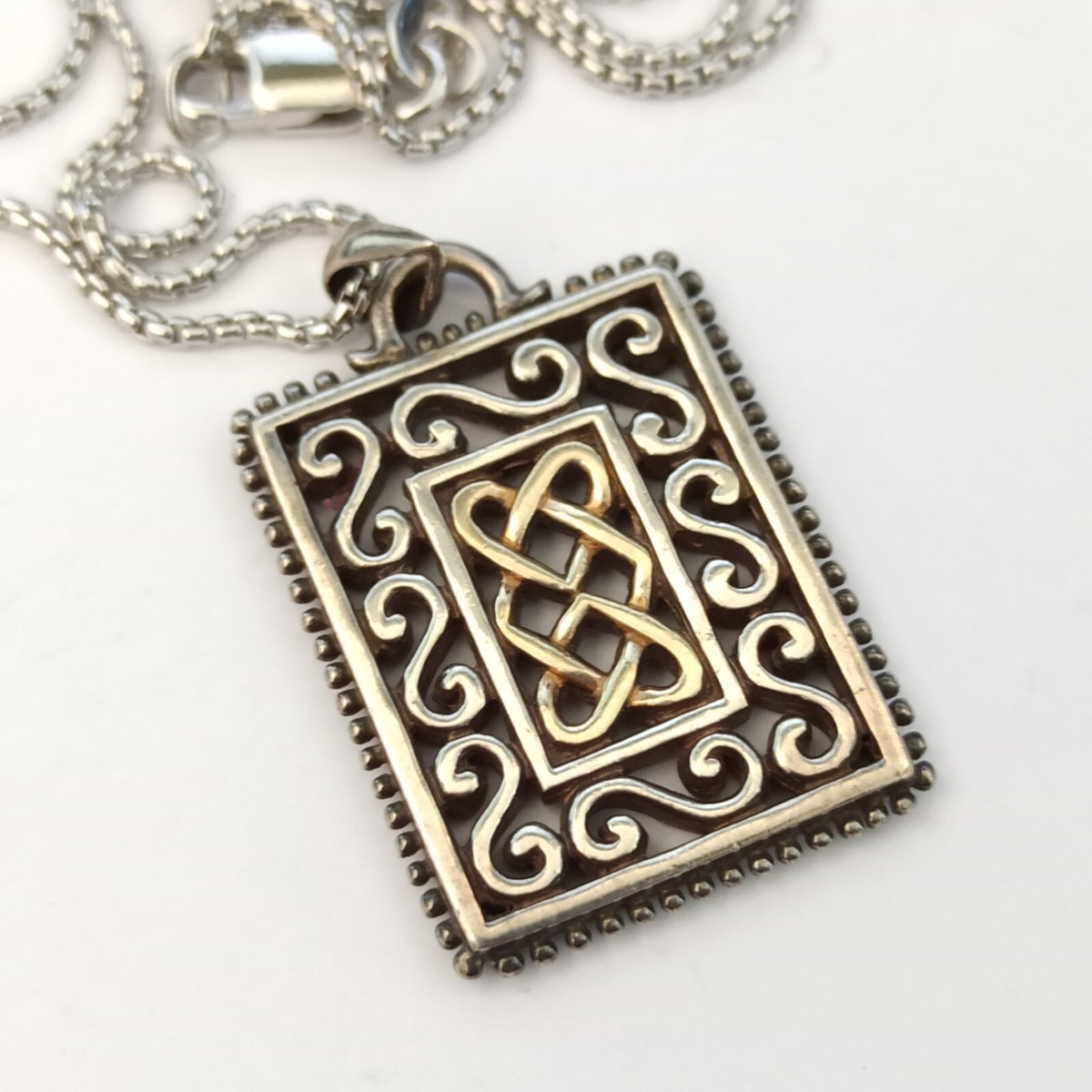 Pictish Knot Necklace 925 Byzantine Art Deco Silver Gold
