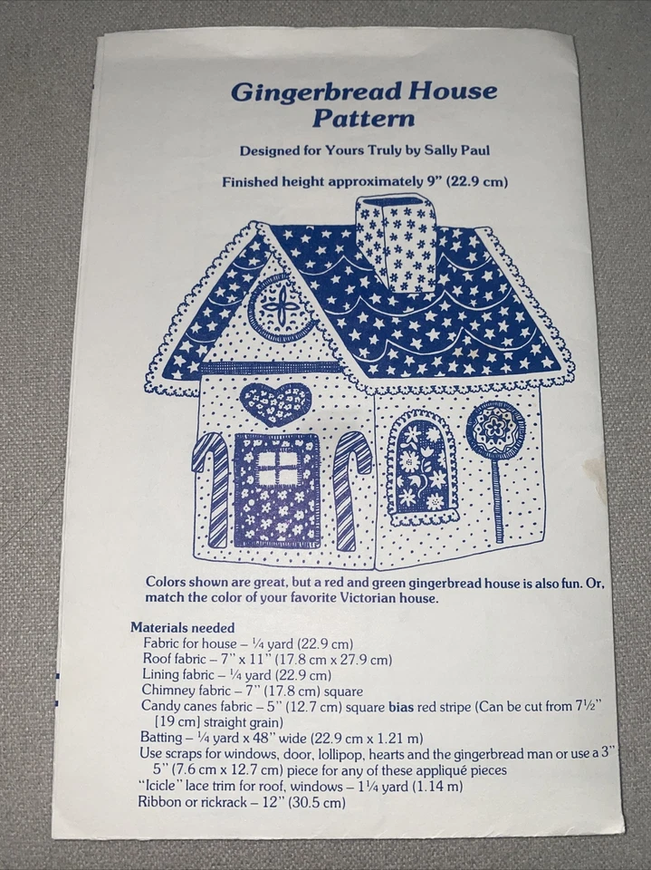 VTG Gingerbread House Yours Truly Patchwork Pattern  Uncut  1978 Darling Quilted - Image 2 of 4