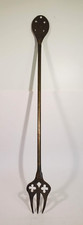 Antique English Brass Long Handled Toasting Fork Great Old Patina Detail 21"