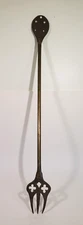 Antique English Brass Long Handled Toasting Fork Great Old Patina Detail 21"