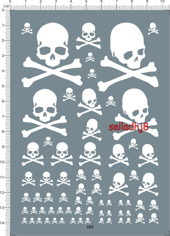 All Size Universal Bone Skull Marcross white Model Markings Water Slide Decal