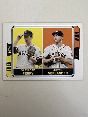 Gaylord Perry & Justin Verlander 2023 Topps Heritage Then & Now #TAN-6