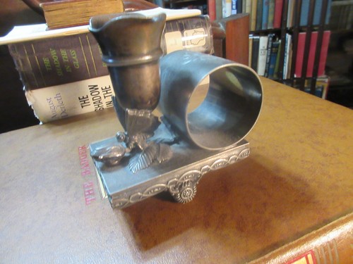 Antique Silver Plated Figural Napkin Ring Butterfly Beetle? & Flower Bud Vase - Picture 2 of 12