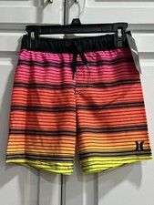 NWT HURLEY Boys Swim Trunks Size 4 Multicolored Stripe MSRP 38