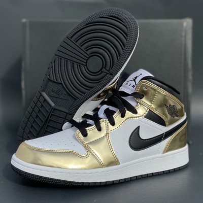 Air Jordan 1 Mid SE Metallic Gold GS - Size 6.5Y - DC1420-700 Gold Black White | eBay