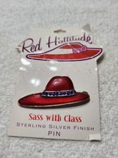Red Hat Society Red H'attitude Sterling Silver Finish PIN SASS w/ Class Brooch