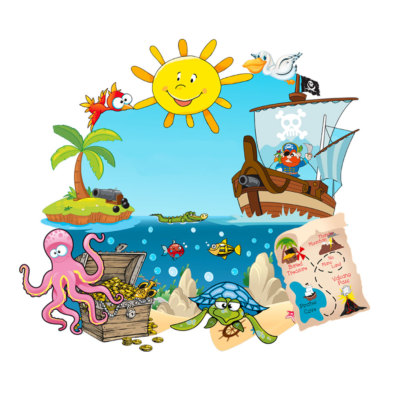 Pirate ship wall stickers children's bedroom wal sticker 1pcs. cm. 30x28