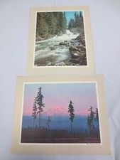 2 Vtg Standard Oil Co Scenic print/info Mount Rainier & Tye River Washington