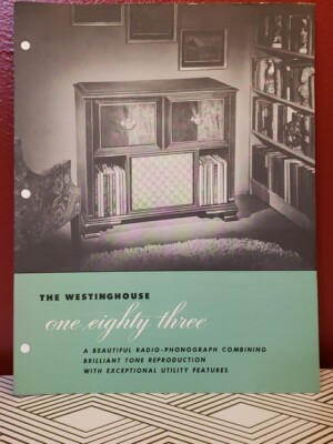 The Westinghouse one eighty three 183 Radio Phonograph Spec Sales Sheet Ephemera