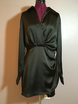 NWT Zara Women's Short Satin Effect Dress Black Size L 2950/331 | eBay