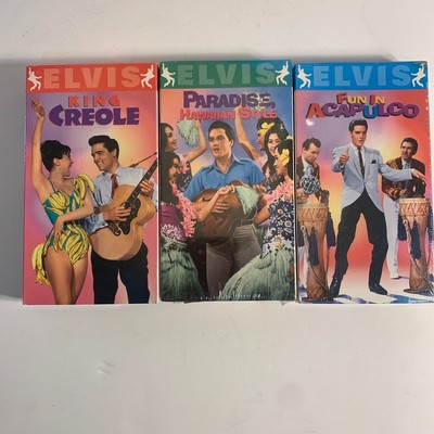 ELVIS VHS KING CREOE/ FUN IN ACAPULCO/ PARADISE /HAWAIIAN STYE SEALED PARAMOUNT