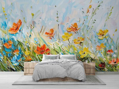 #ad 3D Floral Rural Oil Painting Self adhesive Removeable Wallpaper Wall Mural AU $49.99