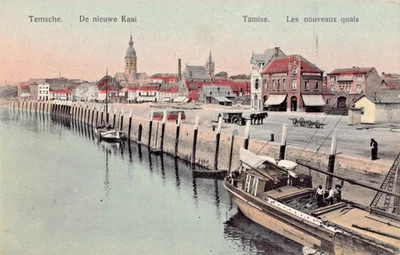 Temse Temsche 1915 Belgien Ansichtskarte Kai Hafen Feldpost Stempel Landsturm K. - Bild 1 von 4