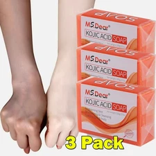 3Pcs Kojic Acid Soap Acne Dark Spot Remover Skin Lightening Whitening Face Body