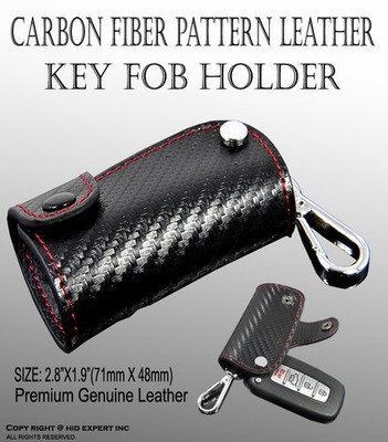 x2 ICBEAMER Carbon Fiber Pattern leather Key Fob Holder Case For CAR Remote I9