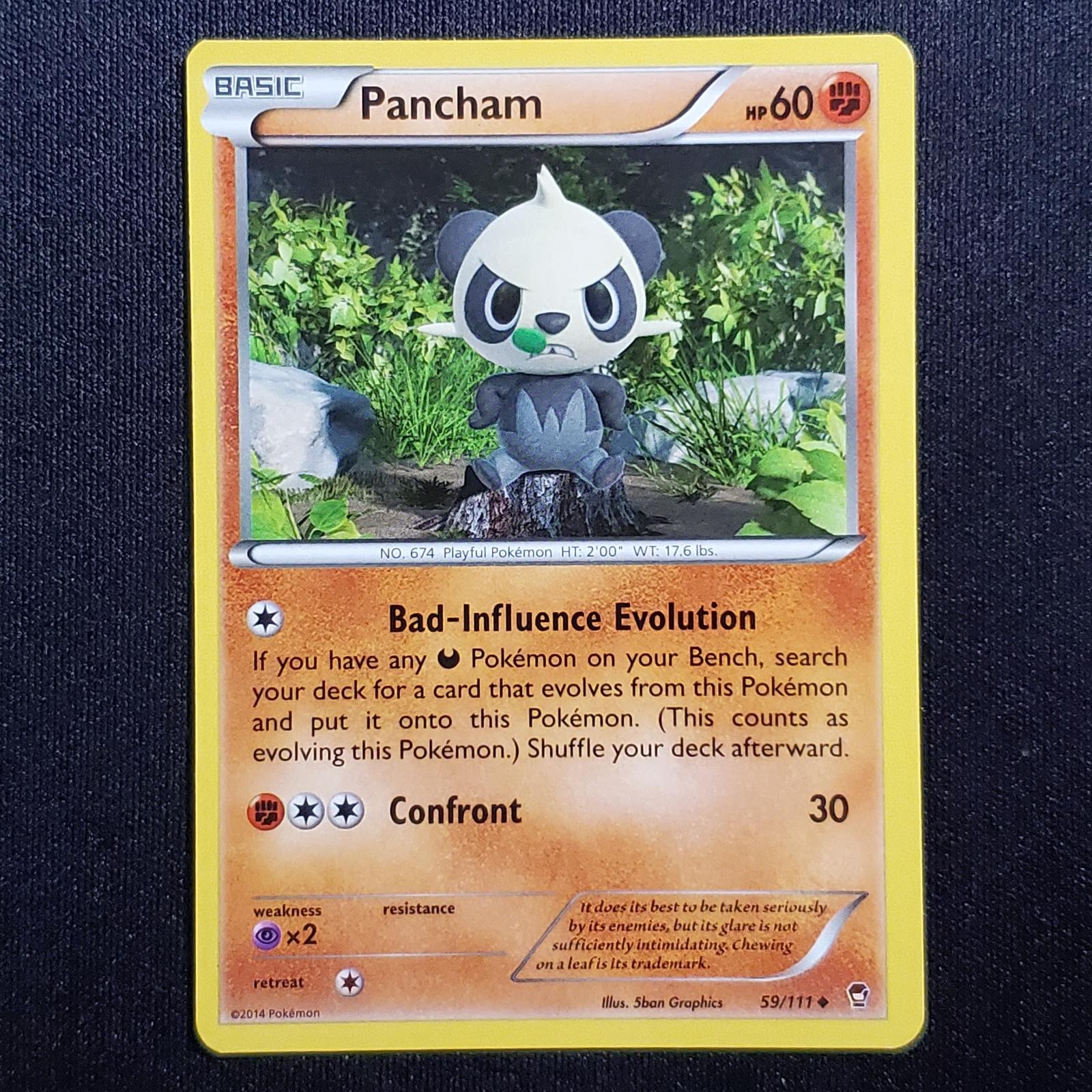 Pancham 59/111 Uncommon Furious Fists Pokemon Damaged