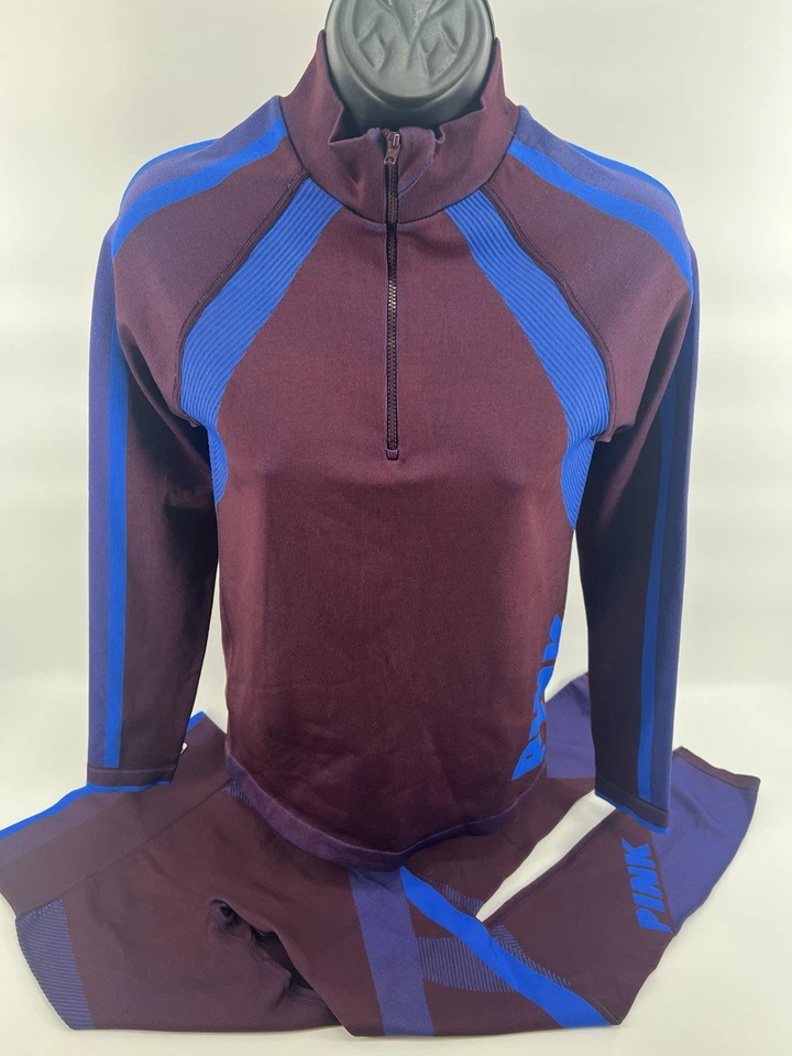 Victoria's Secret розовый 1/4 молнии пуловер куртка маленький/леггинсы XS 2-шт классный удобный - Изображение 3 из 4