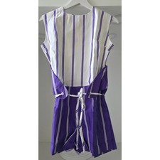VINTAGE NEW 1960's Purple/White Stripe Waist Tie Romper Size 16 Made in Japan