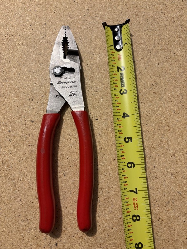 Snap-on 137ACF 8” Talon Grip Heavy Duty Slip Joint Pliers Red Soft Grip