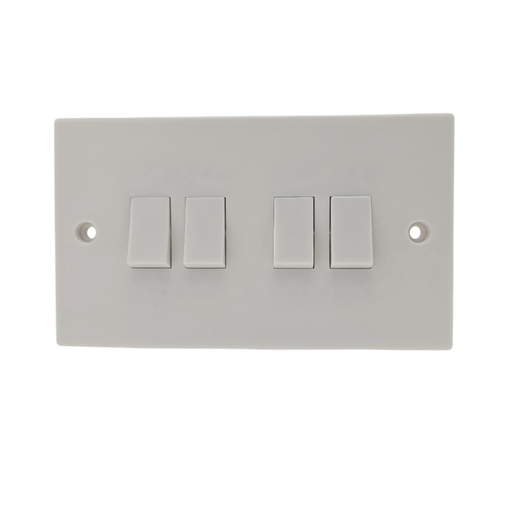 4Trade 10A 4 Gang 2 Way Light Switch White Wall Switch