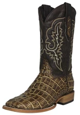 Mens Sand Cowboy Boots Alligator Big Belly Print Leather Western Dress Square