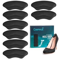 Heel Grip Cushion Pads - 4 Pairs, Self-Adhesive, Shoe Inserts Lip-Shaped Black