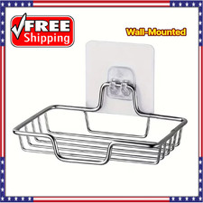 Soap Dish Stainless Steel Wall Mounted Holder Bar Bathroom Shower Basket - USA