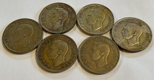6 x Great Britain Half Crown 50% Silver 4 x 1942, 2 x 1943  Good to Fine