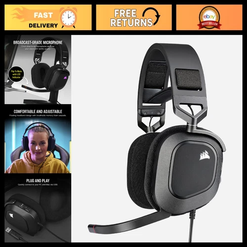 RGB Wired Gaming Headset for PC - Immersive Sound, Comfortable Fit, Black deal from eBay