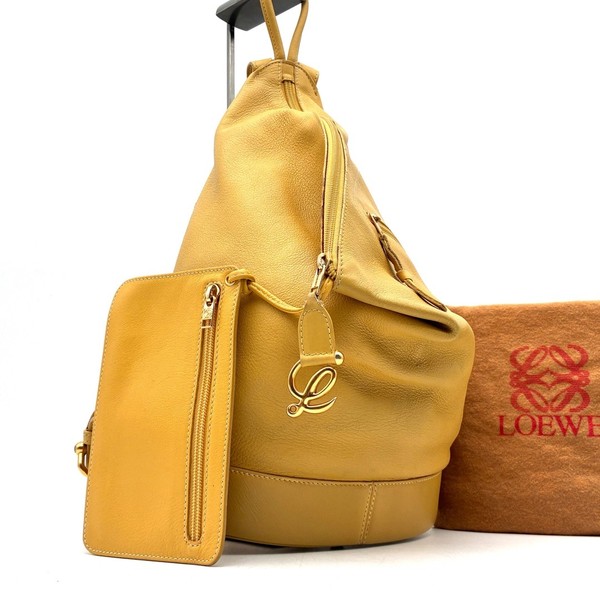 Loewe Anton Excellent One Shoulder Bag Nappa Leather Yellow Backpack Sling Japan