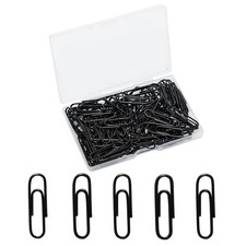 100 Pcs Black Paper Clips, 1.1Inch Vinyl Coated Paperclips for Office, School, D