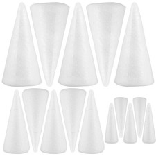 White Foam DIY Craft Cones 15Pcs for Christmas Ornament Decorations
