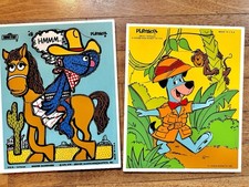 2 Playskool Sesame Street Grover  Hanna Barbera Huckleberry Hound Wood Puzzles